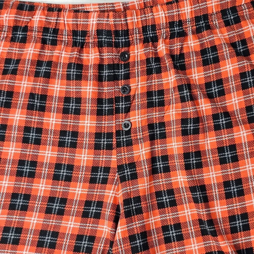 Rae Dunn Women's Orange Plaid Button Front Cotton Blend Sleep Shorts Size M - Picture 3 of 10